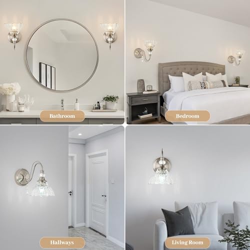 1 Piece Brushed Nickel Finish Wall Sconce, 1-Light Modern Wall Sconce - Image 5