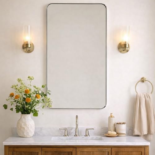 GRACTO 24x30'' Chrome Metal Framed Bathroom Mirror by GRACTO