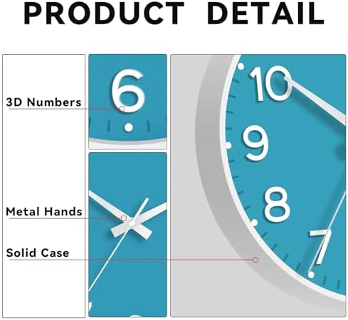Roymnie 10 Inch Wall Clock Battery Operated Silent Non Ticking Analog - Image 6