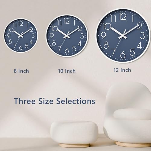 DAXSMY Wall Clock 8 Inch Azure Blue Decorative, Battery Operated Silent - Image 5