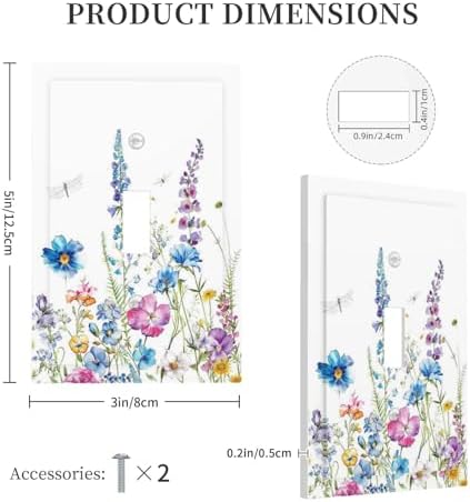 Decorative Light Switch Cover Boho Colorful Flowers Plants And Dragonflies 1 - Image 5