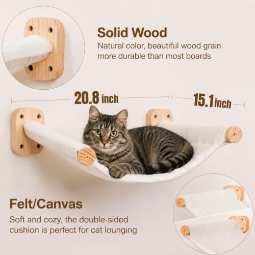 Cat Wall Hammock with Floating Hammock, 2 Four-Step Ladders & 1 Flat Shelf - Image 3