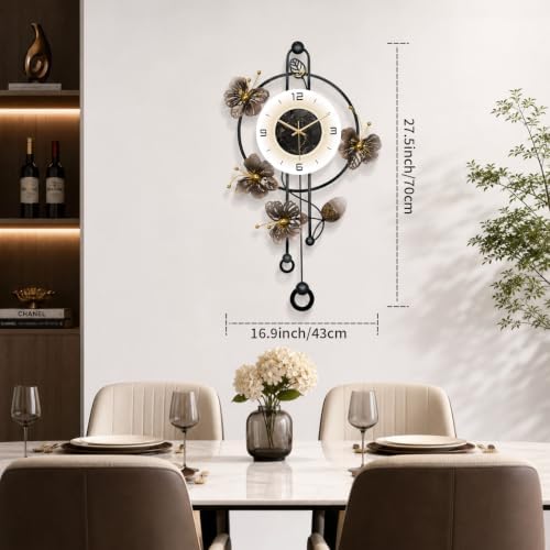 Large Wall Clock Silent Quartz Pendulum Modern Wall Decor 18.8x29.5in - Image 4