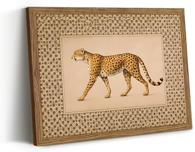 Vintage Framed Cheetah Canvas Wall Art Trendy Leopard Pictures 16×24 Inch by Unknown