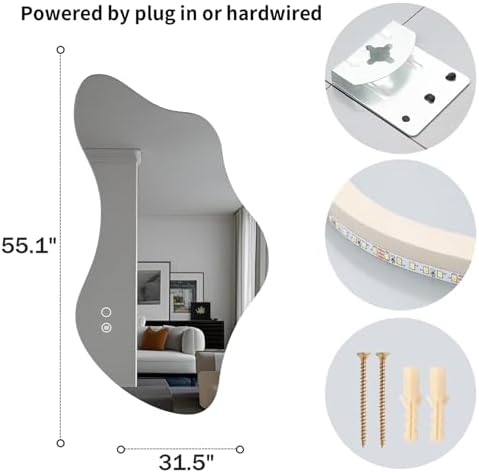 55.1″ Asymmetrical Bathroom Mirror - Image 5