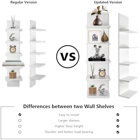 Homaterial 5 Tier Wall Shelf, Wall Mounted Shelves Unit - Image 4