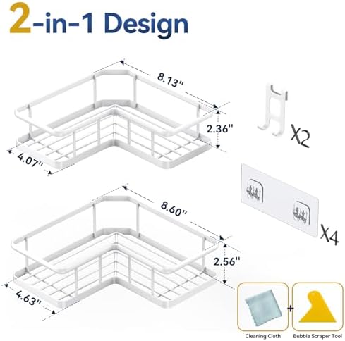 YASONIC Corner Shower Caddy Adhesive, 100% Rustproof Shower Organizer, No Drill - Image 2
