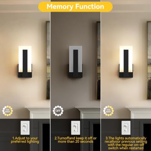 2 Pack Modern LED Wall Sconces, 9.74Inch 5W 3000K 4500K 6000K 10-10% Dimmable - Image 5