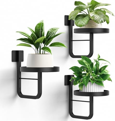 3 Pack Wall Plant Holder for Hanging Planters Indoor Outdoor Black by JOPBENG