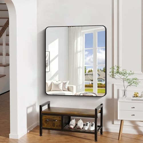 DESBING 40" x 36"Bathroom Mirror, Matte Black Wall Mirror - Image 2