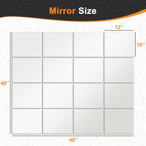 Delma Frameless Mirror Tiles 12"x10"x16 Pcs Wall Mounted - Image 4