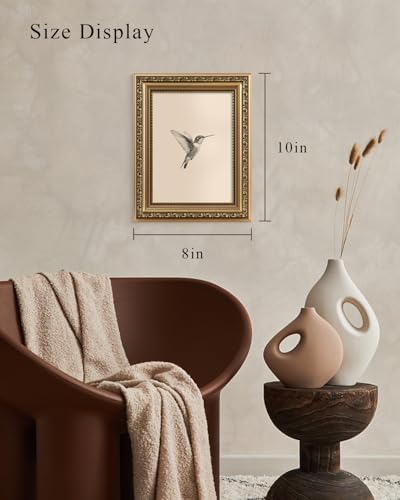 VIYYIEA Gold Framed Hummingbird Wall Art Vintage Canvas Painting, 8×10 Inch - Image 6