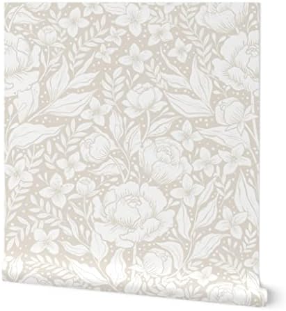 Spoonflower Neutral Victorian Peel and Stick Removable Wallpaper by Spoonflower
