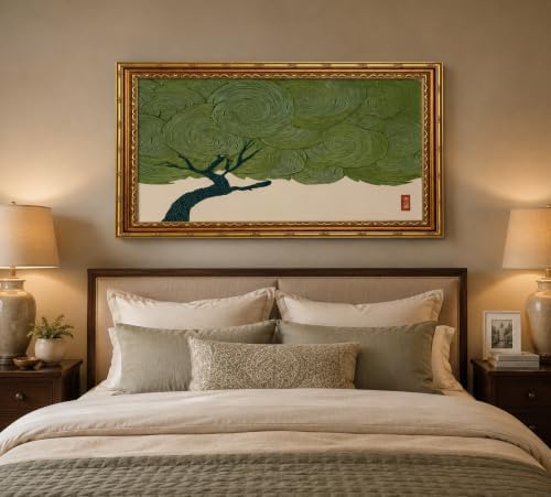 Large Framed Oriental Zen Pine Tree Tokyo Japan Style Canvas Wall Art - Image 4
