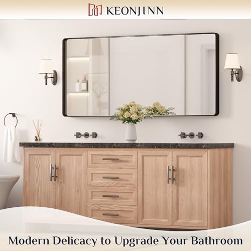 Keonjinn 60 x 28 Inch Black Bathroom Mirrors - Image 2