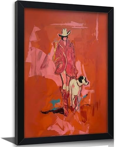 Framed Western Cowgirl Canvas Wall Art, Funky Western Picture Wall Decor by HRENDDEGLwallart
