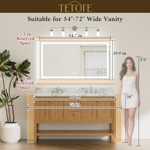 TETOTE 55 x 30 LED Bathroom Mirror - Image 5