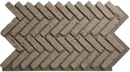EverStone Herringbone Faux Brick Panel, 46 1/2"W x 25 1/4"H x 1"D, Adobe Color by EkenaMillwork