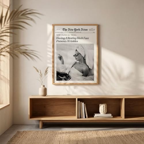 Funky Girl Preppy Aesthetic Posters Black And White Newspaper Wall Art 12x16in - Image 7