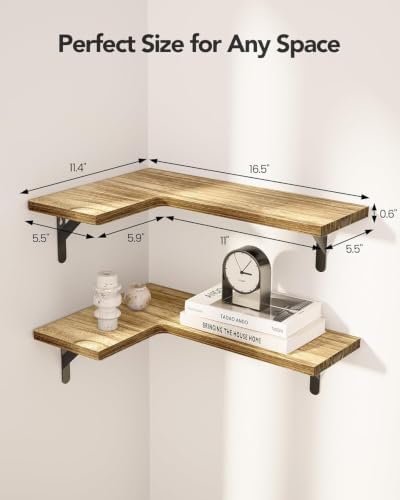 Amada Corner Floating Shelves, Paulownia Wood, Natural Wood - Image 3