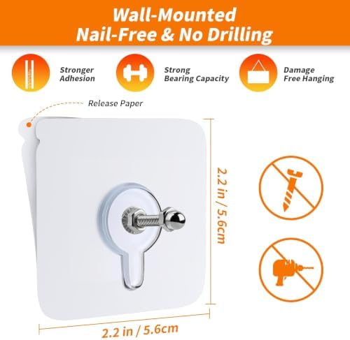 24 PCS Picture Hangers Without Nails, Wall Hangers Without Nails, Adhesive Wall - Image 3