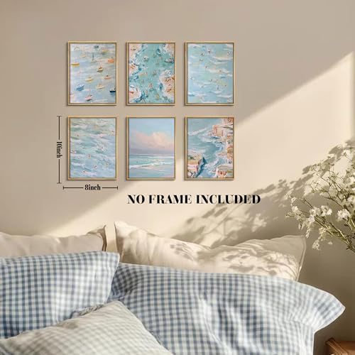 Coastal Beach Canvas Wall Art Set of 6, Abstract Ocean Sailing Boats and - Image 3