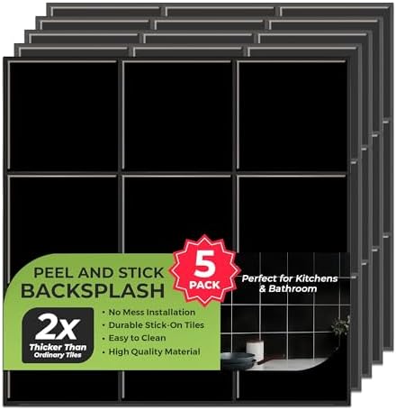 Select 5 Pack Peel and Stick Backsplash Square Tiles, 12x12 in by selectlighting