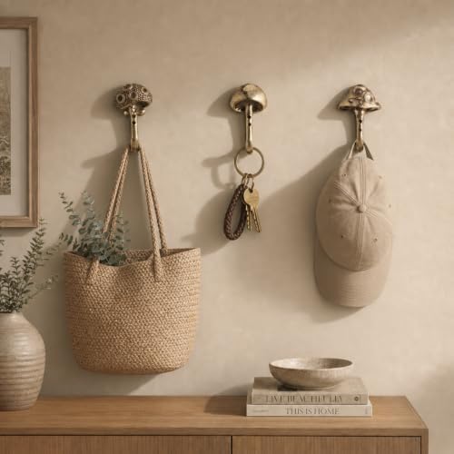 3 Pcs Mushroom Wall Hooks Decorative Iron Mushroom Shaped Hanging Hooks Wall - Image 4