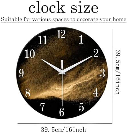 Black and Glod Wall Clock Battery Operated 16 Inch - Image 5