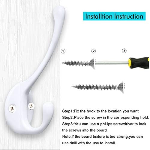 10 Pack Heavy Duty Dual Coat Hooks Wall Mounted - Image 4