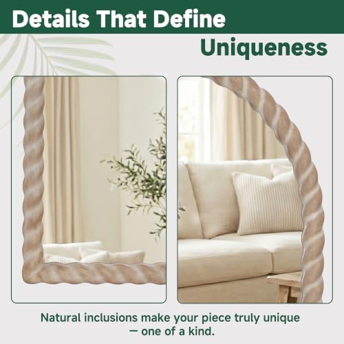 36"x24" Arched Solid Wood Farmhouse Decorative Wall Mirror - Image 4