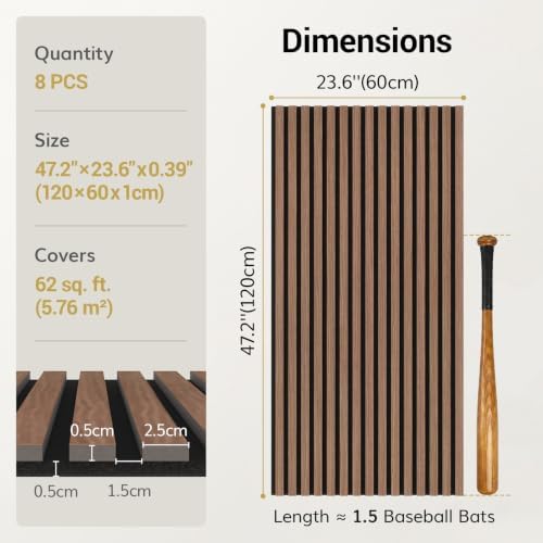 TONOR 8-Pack Wood Slat Panel, Acoustic Panels - Image 4