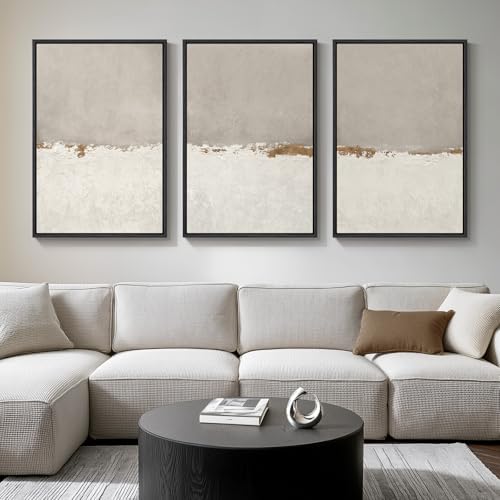 Large Framed Modern Taupe Abstract Wall Art - Image 2