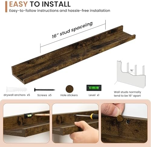Dreamland Picture Ledge Shelf for Wall, Floating Shelves Set of 2, 32 inch Long - Image 4
