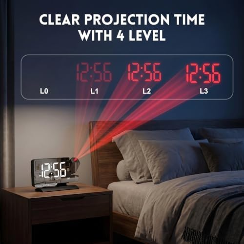 Projection Clock, Alarm Clocks for Bedrooms, 7.3" Bedside Clock - Image 3
