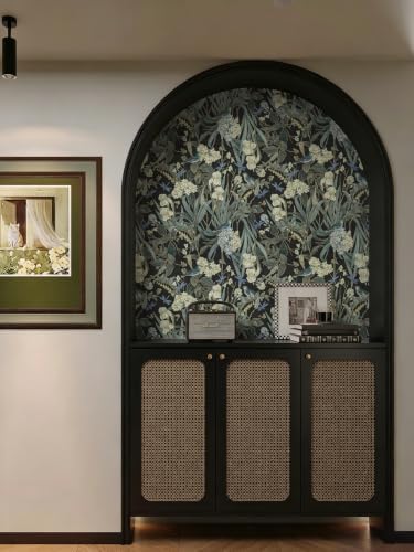 Dark Floral and Bird Peel and Stick Vintage Wallpaper 17in x118in - Image 3