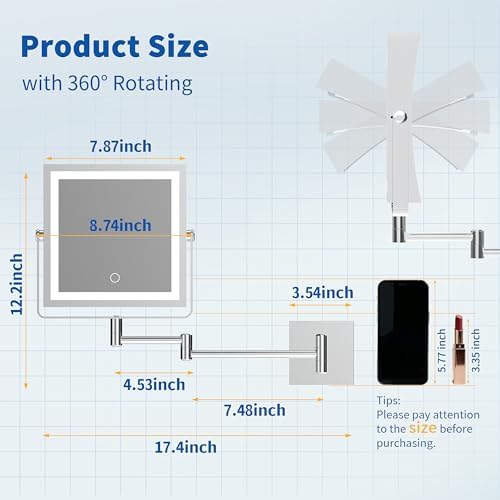 Ruacq Wall Mounted Makeup Mirror - Image 7