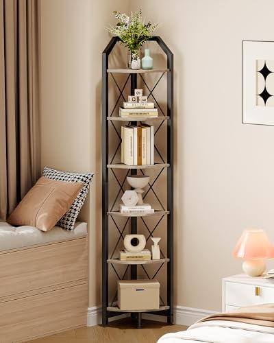 CHOEZON 6-Tier Corner Shelf, Industrial Corner Bookshelf, 71.2" Corner Storage by Choezon