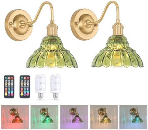 Shenmoyl Battery Operated Wall Sconce Set of 2, Vintage Rechargeable Wall Lights by Shenmoyl