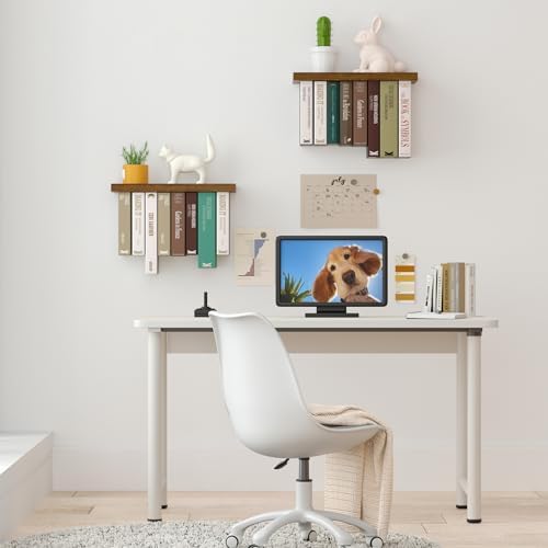 Floating Book Shelves for Wall Set of 2, Unique Wood Hanging Bookshelf - Image 5