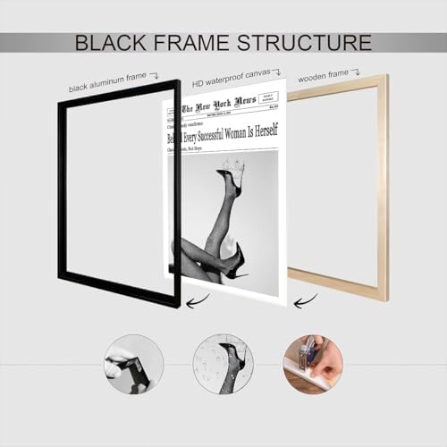 Trendy Black And White Newspaper Canvas Wall Art Behind Every Successful Woman - Image 3