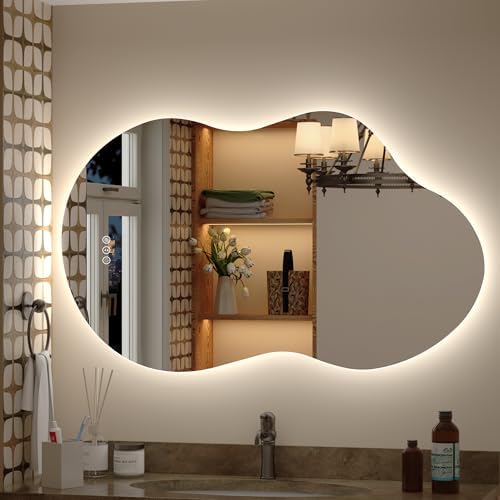40x24 Inch Irregular Cloud LED Bathroom Mirror by CHARMOR