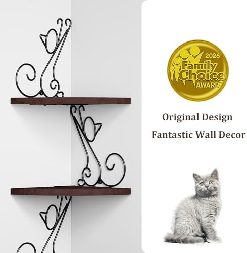 Alsonerbay 4-Tier Cat Shaped Corner Floating Shelf Wall Mount - Image 4