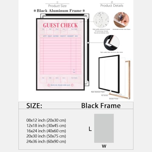 Pink Blank Guest Check Poster Trendy Retro Art Print Vintage Style Wall Art - Image 2