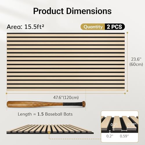 TONOR Wood Wall Panels for Interior Wall Decor-2 Pack 47.2" x 23.6" - Image 4