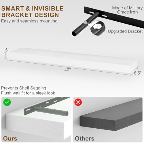 Fun Memories Floating Shelves for Wall, 40Inch Floating Shelves Set of 2 - Image 2