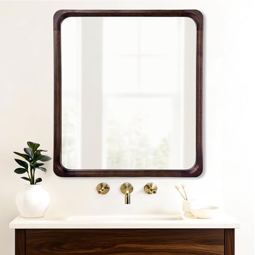 Tanmicoshomy Solid Wood Bathroom Mirror 30 x 30 Inch, Rectangle Mirrors - Image 6