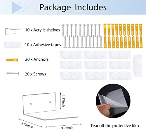 10 Pack Acrylic Floating Shelves - Image 3