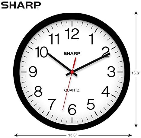 Sharp Wall Clock – Black, Silent Non Ticking 14 Inch Quality Quartz Battery - Image 3