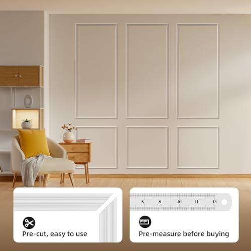 Peel and Stick Premade Wall Molding Kit, 3 Set Wainscoting - Image 2